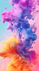 Soft twirls of smoke in pastel shades of pink, blue, and yellow create a dreamy abstract on a gradient background.
