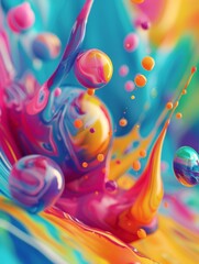 An abstract portrayal of fluid dynamics, with vivid colors in motion creating a playful and engaging visual experience.