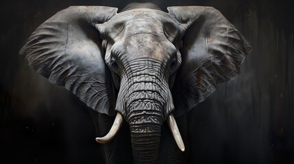 An intense close-up image of an elephant's face, showcasing the textures and details of its skin