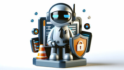 3D Cyber Sentinel Icon: Our cybersecurity sentinel detects and neutralizes phishing threats in the c - obrazy, fototapety, plakaty