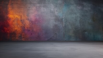 This image presents a vividly colored wall with a unique graffiti grunge texture, ideal for a...