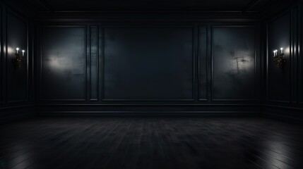 An atmospheric image of an empty room with illuminated wall sconces creating a mysterious ambiance, ideal for themes of solitude or contemplation