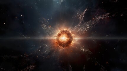 A breathtaking visual of a cosmic explosion, depicting the raw power and vastness of the universe in vibrant detail
