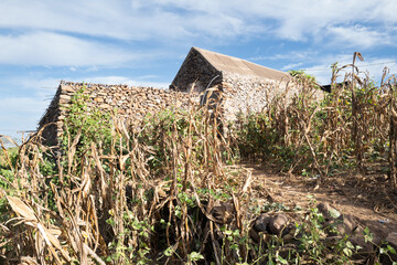 maison en pierres de taille sur l'île de Saint Vincent au Cap Vert en Afrique occidentale - obrazy, fototapety, plakaty