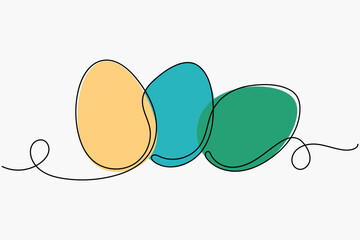 One line Easter eggs. Vector illustration of Easter attributes in a continuous line. Suitable for greeting cards