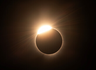 Diamond Ring - Total Solar Eclipse  - April 8, 2024, Waterville, Quebec, Canada - 781281875