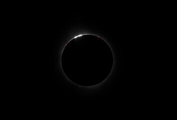 Baily's Beads with Prominences - Total Solar Eclipse  - April 8, 2024, Waterville, Quebec, Canada - 781281882