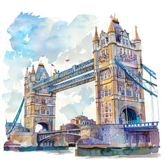 tower bridge lanscape vector illustration in watercolour style