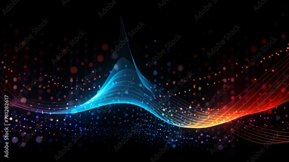 Canvas Prints futuristic design with a flowing wave bathed in red to blue neon lights against a dark setting