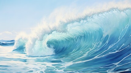 This captivating image showcases a massive wave as it curls, with intricate details of the water spray enhancing its grandeur