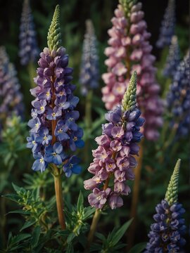 lupin flowers close-up from Generative AI