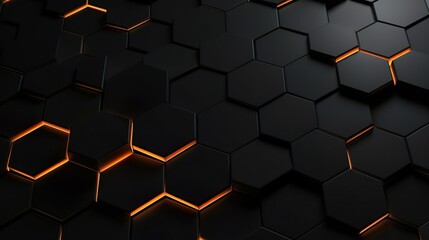Abstract image showing hexagons with glowing edges creating a futuristic and technological feel ideal for backgrounds
