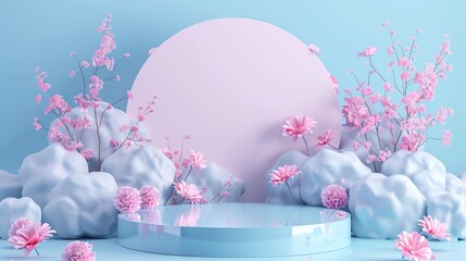Background for a podium display of fashion beauty products in 3D. Abstract 3D composition.