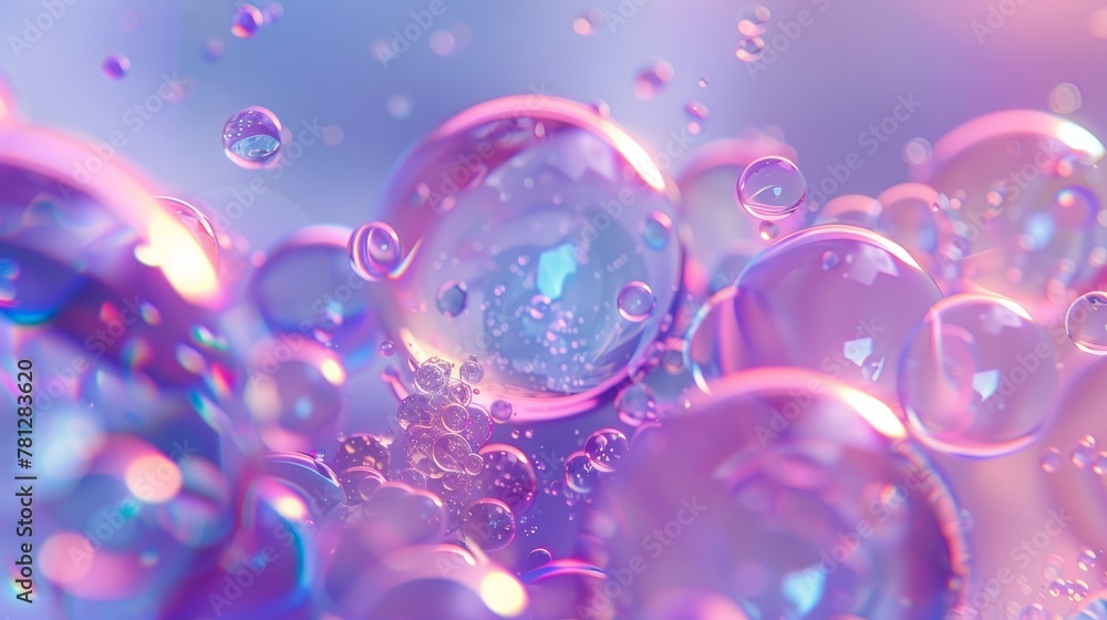 Poster metaballs, soap bubbles, holographic floating liquid blobs in 3d.