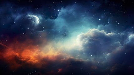 Obraz premium A striking image of colorful cosmic clouds intermingled with stars, giving a sense of endless wonder in outer space