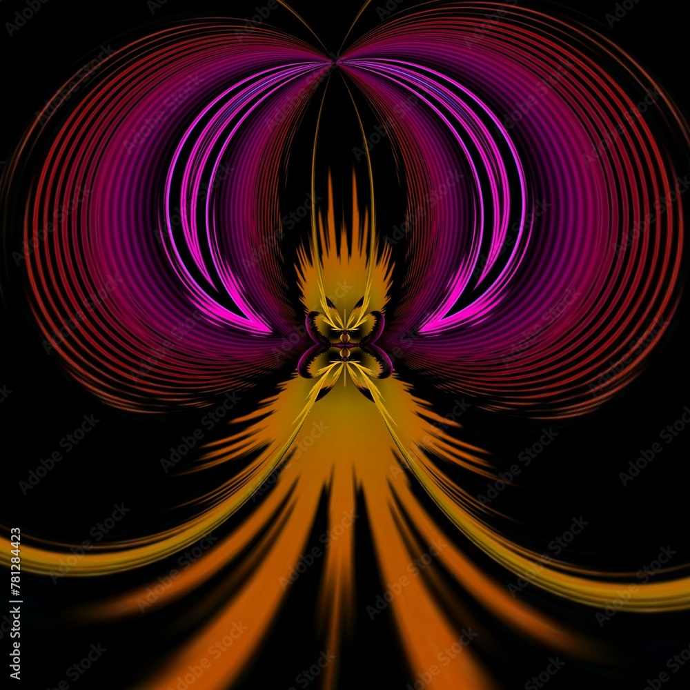 Aufkleber i̇ntricate square format pattern and design with purple and gold colours symmetrical on a dark backgr