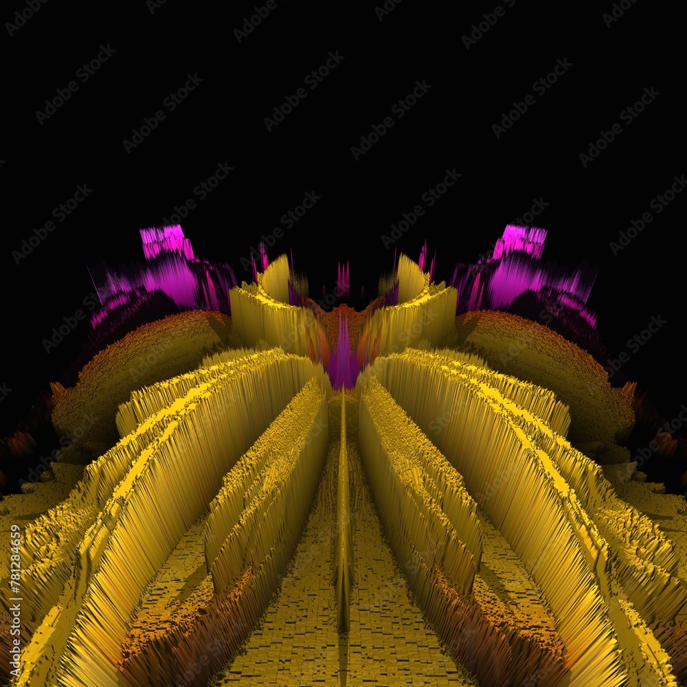 Poster i̇ntricate square format pattern and creative curved design with purple and gold colours symmetrical 