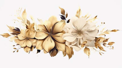 An artistic depiction of golden-hued flowers, symbolizing opulence and luxury in an abstract floral arrangement