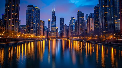 Obraz premium Urban Glow: Skyline Elegance./n