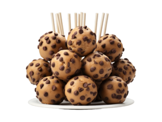 Chocolate Chip Cake Pops isolated on transparent png background. Generative ai
