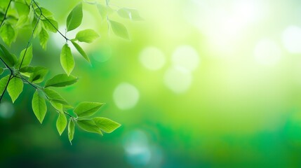Vibrant green leaves under sunlight with a natural and fresh background suitable for environmental concepts