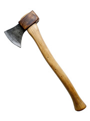 Axe with wooden handle isolated on transparent background