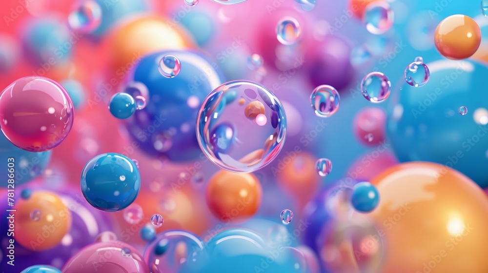 Aufkleber colorful abstract 3d art background. holographic floating liquid blobs, soap bubbles, metaballs.....