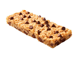 Chocolate Chip Oat Bars isolated on transparent png background. Generative ai