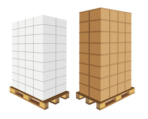 Boxes Arranged on Shipping Palletes Vector