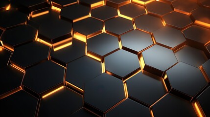 This striking image features a dark backdrop with hexagons that have a luminous, honeycomb pattern, conveying a sense of cutting-edge technology