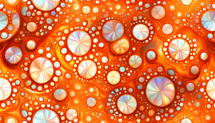 maritim abstrakte Vorlage Hintergrund, geschwungen dynamisch natürlich in bunt orange Perlmutt glänzend, Spiralen Kreise wie Muschel Schnecke, bewegt kurvig wellig schneckenförmig Meer - obrazy, fototapety, plakaty