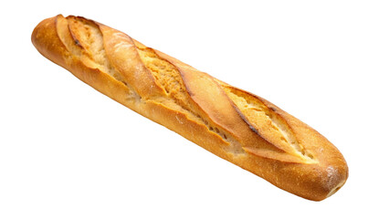 French bread baguette isolated on transparent background