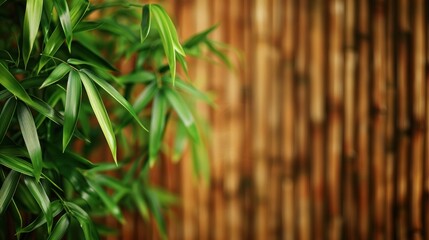 Bamboo plant on a wooden background