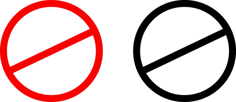 Sign forbidden. Icon symbol ban. Red circle sign stop entry ang slash line isolated on transparent background. Mark prohibited. Icon symbol ban. Mark prohibited.