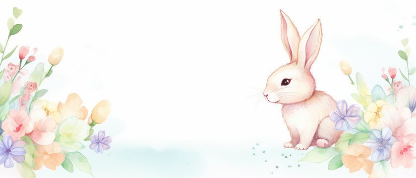Send love this Easter with a beautifully crafted card, featuring watercolor artwork of a bunny and flowers, complete with room for your message.