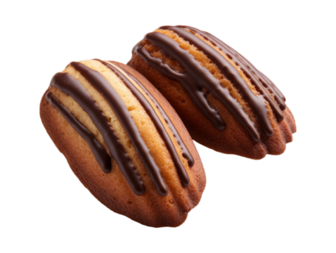 Chocolate-Dipped Madeleines isolated on transparent png background. Generative ai - Powered by Adobe