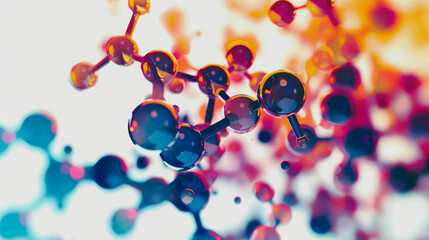 Abstract futuristic magnifying colorful molecules on white background. - obrazy, fototapety, plakaty