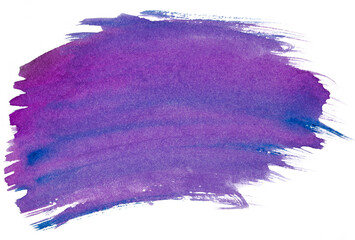 Blue and purple brush paint watercolor isolated on a transparent background. Color bubble.