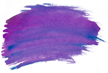 Blue and purple brush paint watercolor isolated on a transparent background. Color bubble.