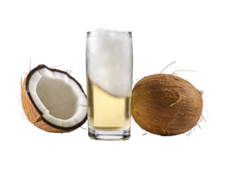 Coconut Beer isolated on transparent png background. Generative ai