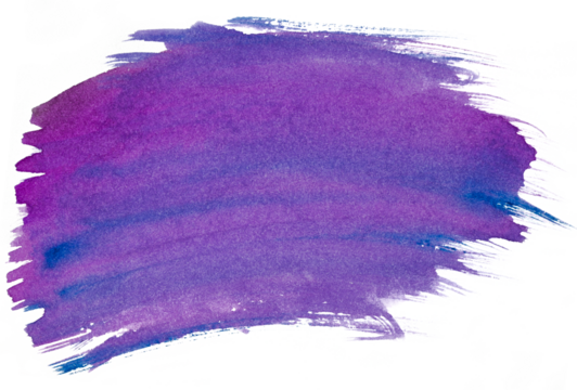Blue and purple brush paint watercolor isolated on a transparent background. Color bubble.