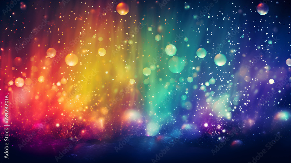 Wall mural lgbt colorful holiday background with shiny falling particles, rainbow colorful abstract graphics an