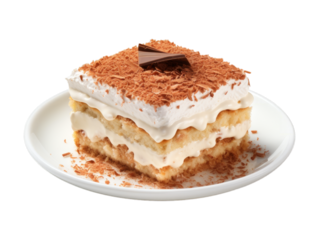 Coconut Tiramisu isolated on transparent png background. Generative ai