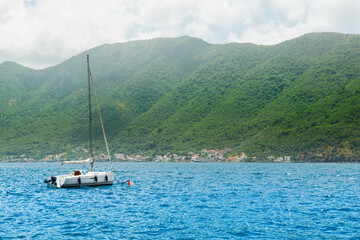 A beautiful summer landscape of the Bay of Kotor coastline - Boka Bay, Montenegro
