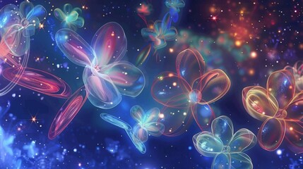 Enchanting Digital Butterflies in a Neon Cosmic Space.