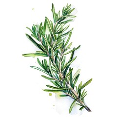Fototapeta premium Artistically rendered in watercolor, this sprig of rosemary