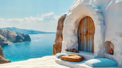 The Spiritual Essence of Santorini, A Harmony of Architecture, Nature, and Faith Overlooking the Aegean