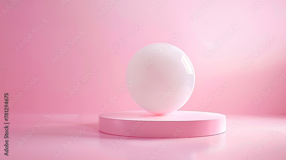 Poster background with floating white sphere for cosmetic product display. 3d rendering.......