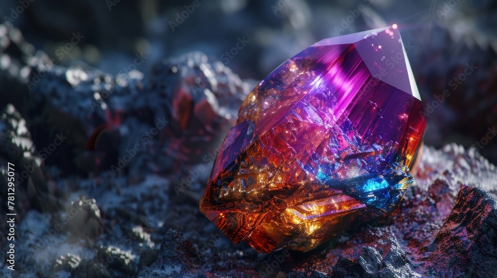 Poster gemstone display for galaxy products. 3d rendering.