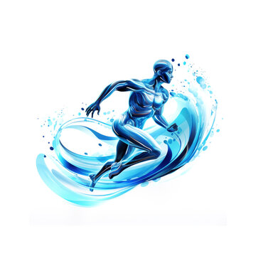 Dynamic blue runner made of water splashes
